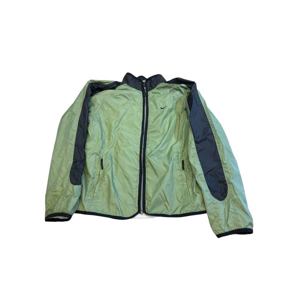 Vintage Nike Mesh Lined Full Zip Windbreaker Jacket Olive Green and Black